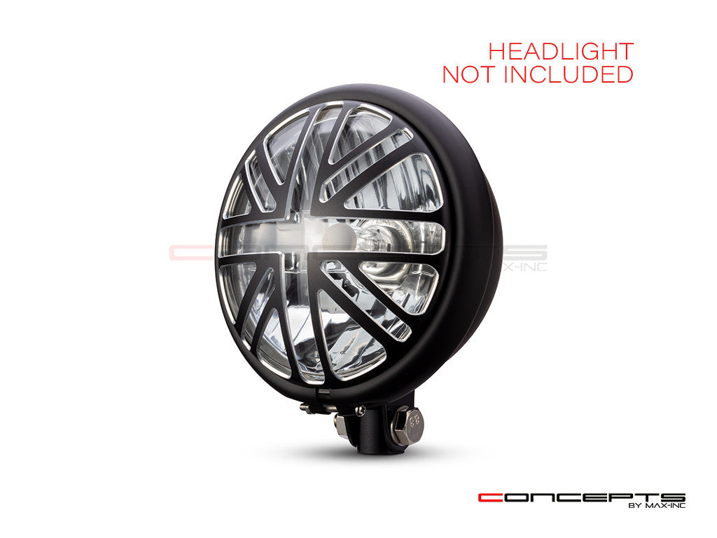 5.75" Union Jack Design Black / Contrast CNC Aluminum Headlight Guard Cover