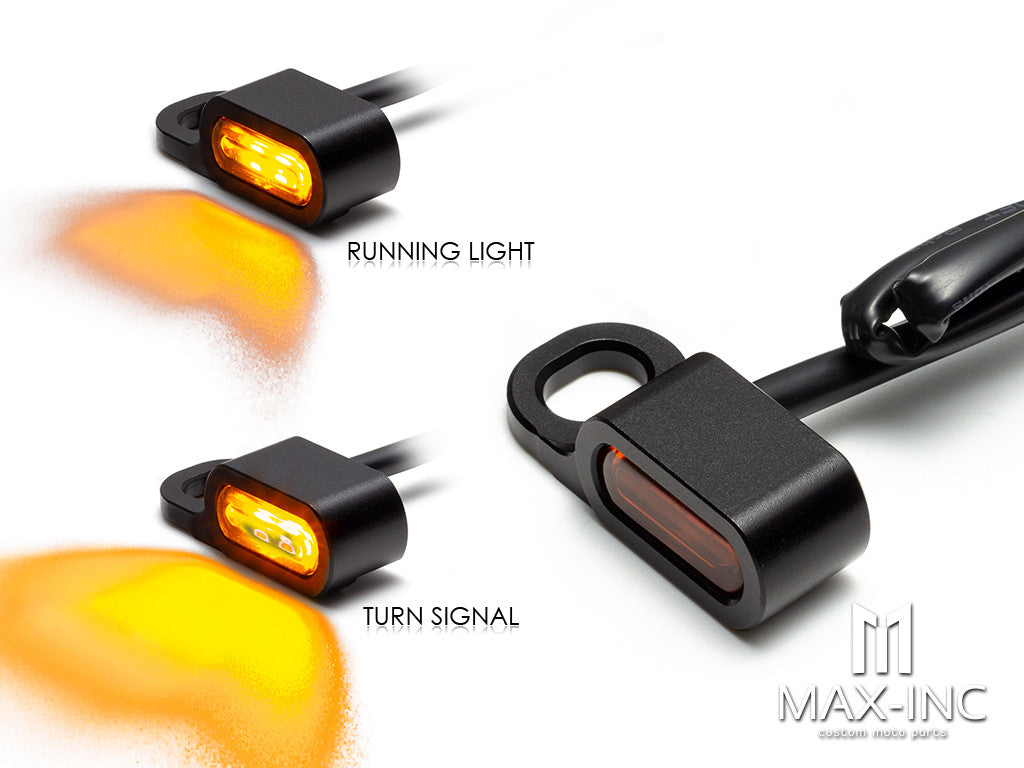 Motorcycle Black Amber LED Mini Turn Signal Indicator Running Light Lamp