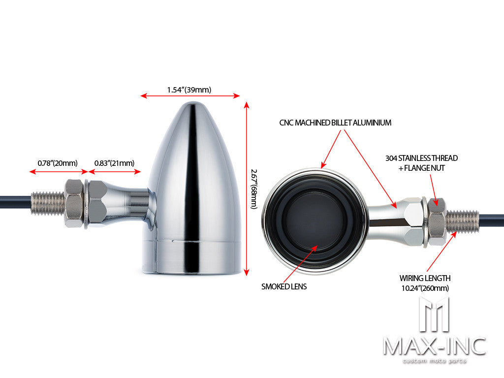 Chrome Bullet LED Integrated Turn Signals (Turn / Tail / Stop)
