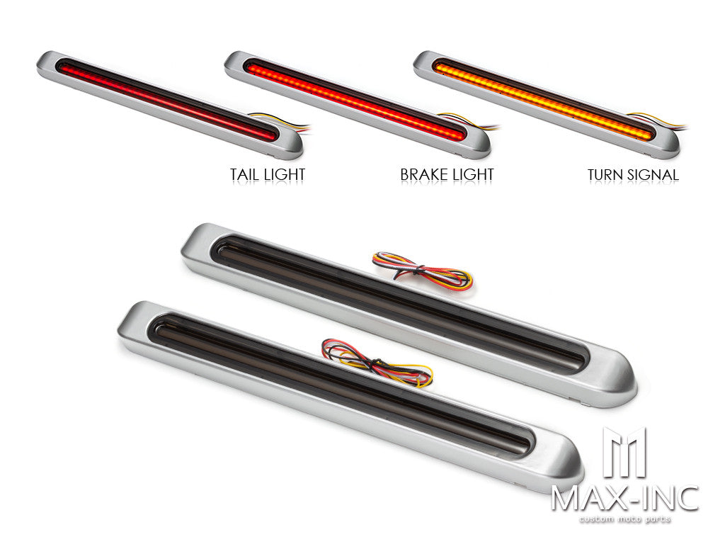 Smoked Waterproof Integrated Sequential Turn Signals / Tail / Stop w/ Silver Cover