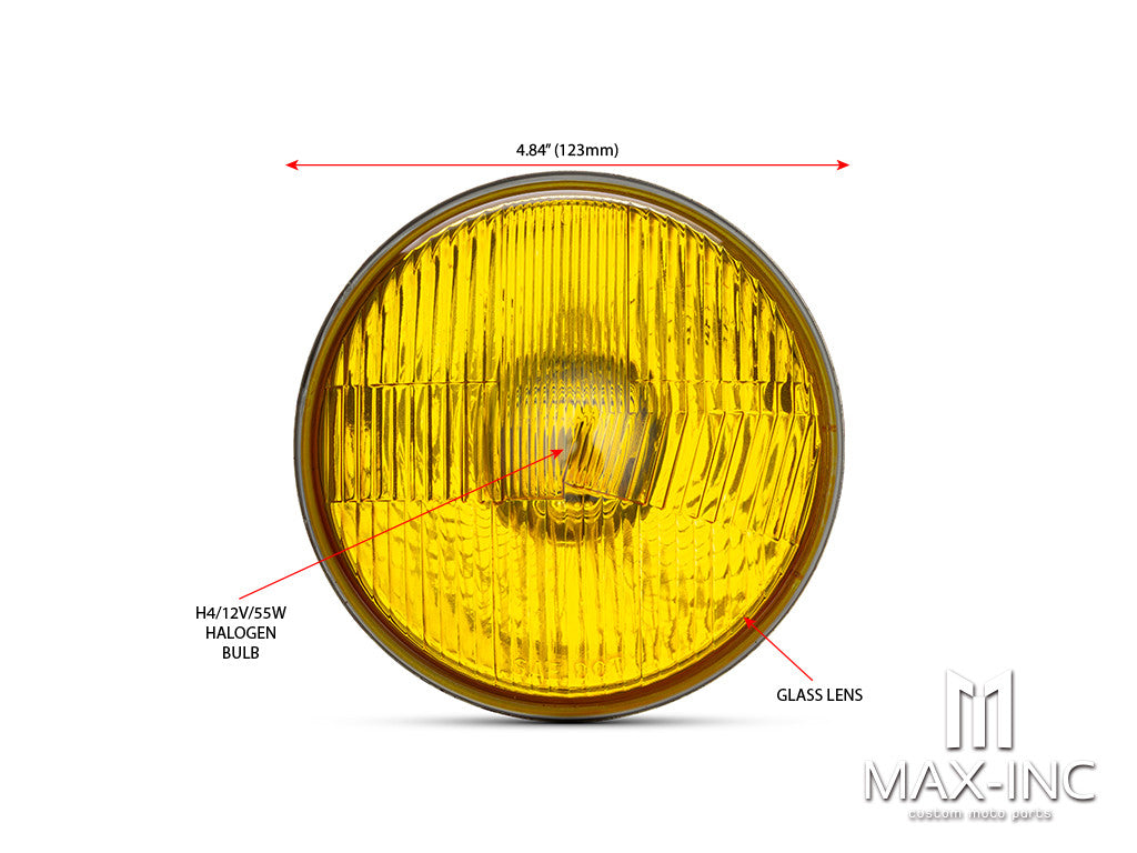 7" Classic Yellow Lens Semi Sealed Beam Insert - 55w Halogen Bulb