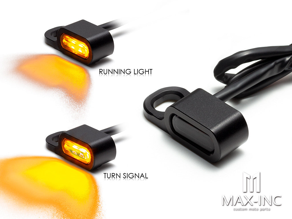 BLACK SMOKED Motorcycle Amber LED Mini Turn Signal Indicator Running Light Lamp