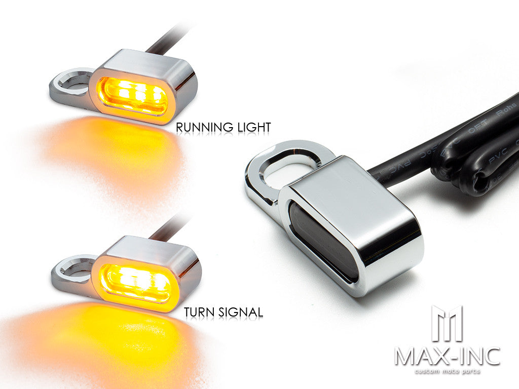 CHROME SMOKED Motorcycle Amber LED Mini Turn Signal Indicator Running Light Lamp