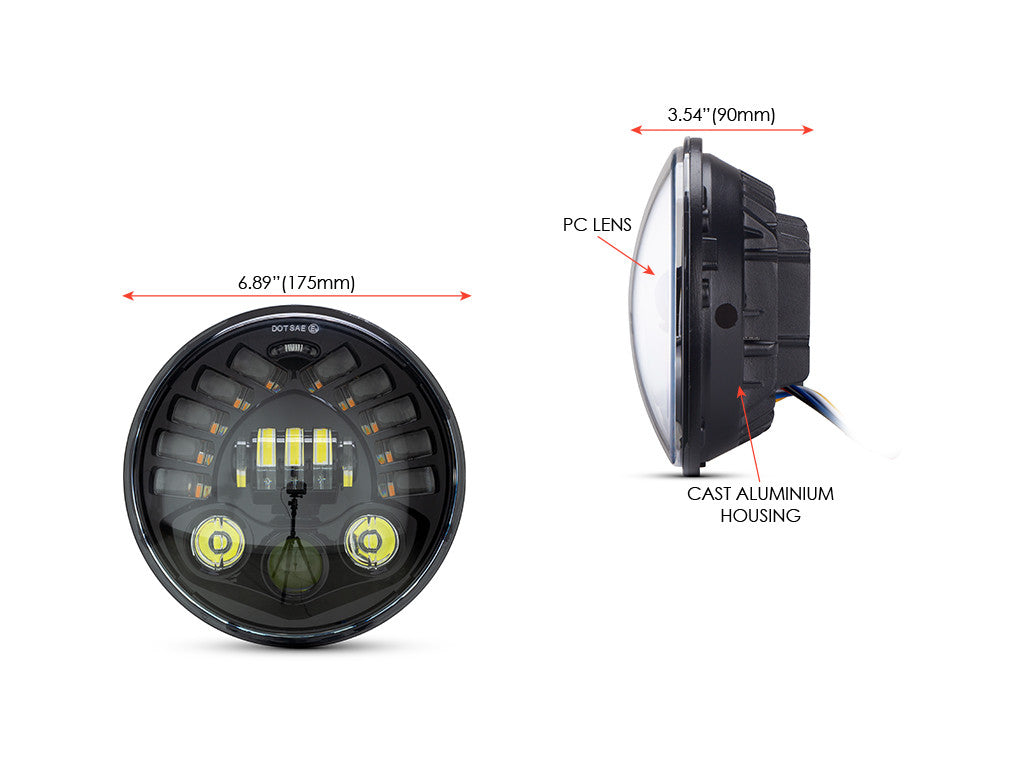 7" LED Mod Headlight + Integrated DRL & Turn Signals