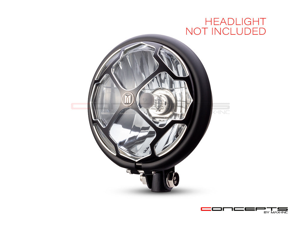 5.75" Rukis Design Black / Contrast CNC Aluminum Headlight Guard Cover