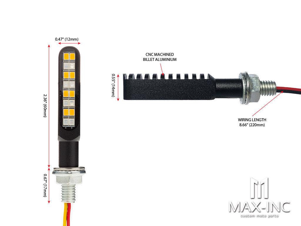 CNC Integrated Mini LED Bar with Resin Topper - Sequ. Indicators / Stop Light (Strobe Flashing & On)