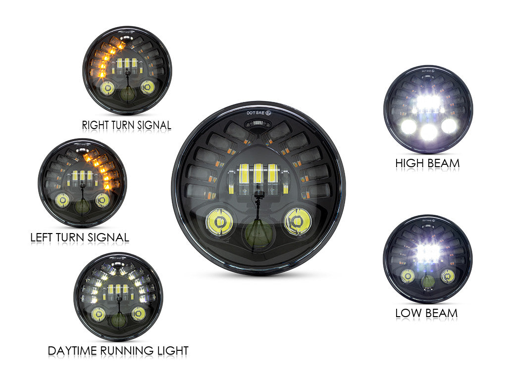 7" LED Mod Headlight + Integrated DRL & Turn Signals