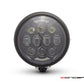 5.75" Bates Style LED Multi Projector Matte Black Metal Headlight - 12-24V 80W CREE LED, DRLs for Harley, Custom Bikes, Scramblers, Cafe Racers