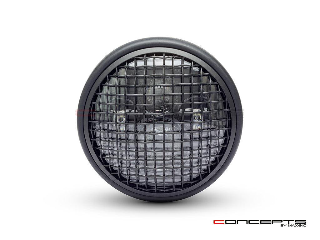 7.7" Matte Black Shorty Multi Projector LED Headlight + Mesh Grill