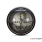7.7" Matte Black + Contrast Multi Projector LED Headlight + Cross Hairs Grill Cover-Front