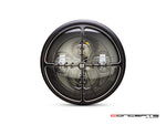 7.7" Matte Black + Contrast Multi Projector LED Headlight + Cross Hairs Grill Cover-Front