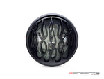 7.7" Matte Black Multi Projector LED Headlight +Flame Grill Cover-Front