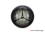 7.7" Matte Black Multi Projector LED Headlight + Tri-Benz Grill Cover-Front
