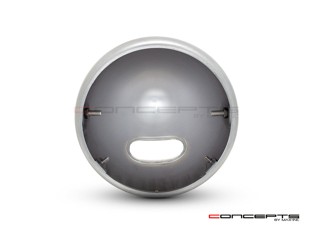7.7 Inch Raw Metal Headlight Housing & Bezel Combo - Universal Motorcycle Headlamp