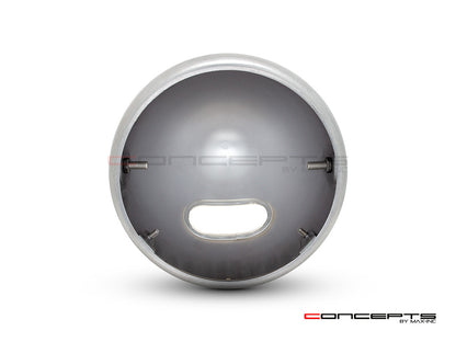 7.7 Inch Raw Metal Headlight Housing & Bezel Combo - Universal Motorcycle Headlamp