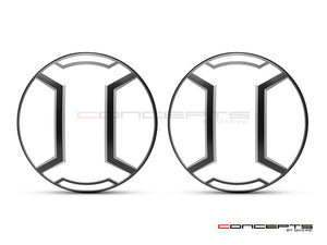 Armour Design 7" Black + Contrast Cut CNC Aluminum Headlight Guard Covers - Pair