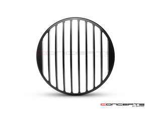 Classic Vent Design 7" Black + Contrast Cut CNC Aluminum Headlight Guard Cover