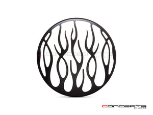 Flame Grill Design 7" Black CNC Aluminum Headlight Guard Cover