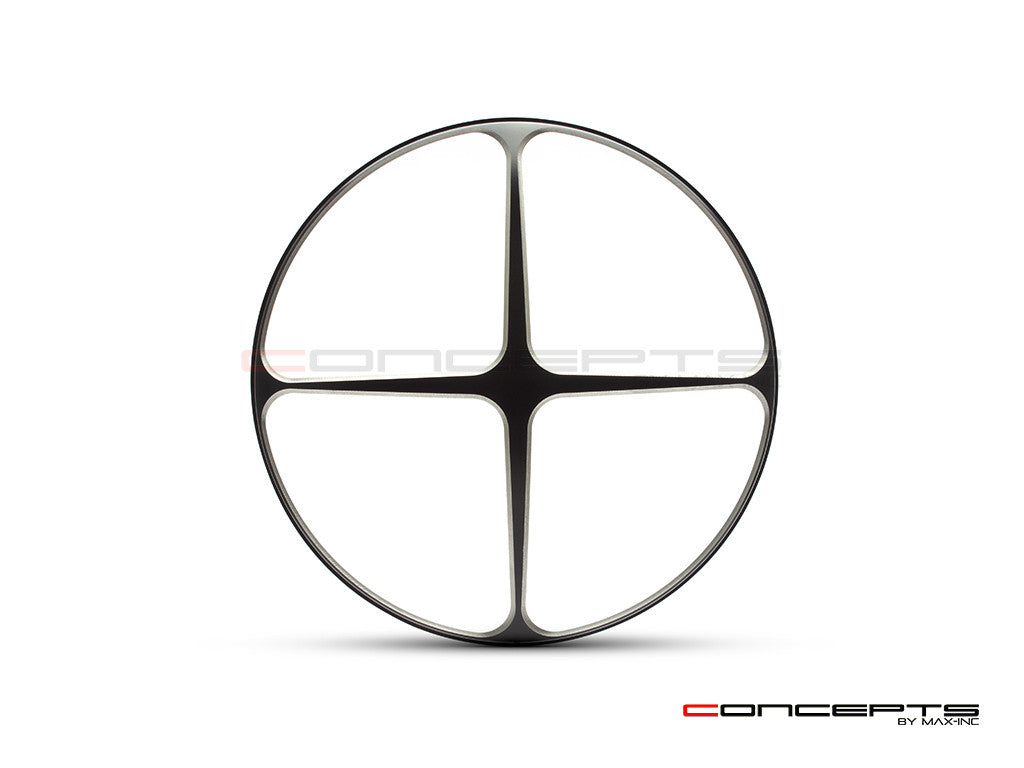 Cross Design 7" Black + Contrast Cut CNC Aluminum Headlight Guard Cover