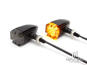 Maltese Cross Black Alloy Custom LED Turn Signals - Smoked Lens