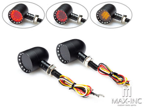 Black Bobber Alloy Integrated LED Stop / Tail Lights + Turn Signals