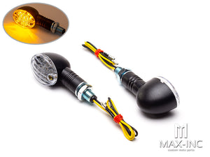 Black Mini Bubble Head LED Turn Signals / Indicators - Emarked