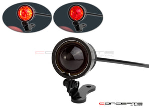 Black CNC Machined Aluminium Vintage LED Stop / Tail Light - Red Lens
