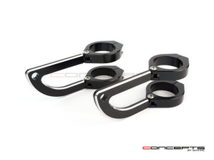 Max Rogue CNC T6061 Headlight Brackets - 2-Piece Contrast Clamps 32-59mm for Scramblers & Urban Bikes (Black/Silver)