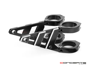 Max Stomp CNC T6061 Headlight Brackets - 2-Piece Contrast Cut Clamps 32-59mm for Streetfighters & Naked Bikes