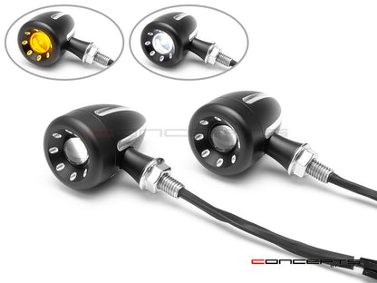 Cyclops Black + Contrast Cut CNC Machined Alum Classic Integrated LED Turn Signals + Daytime Running Lights