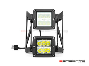 Universal Motorcycle LED Headlight Kit - DUAL STACKED Design with High/Low Beam, Adjustable Fork Clamps & H4 Connector