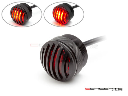 1.65" Matte Black Mini Flush Mount CNC Billet Alum Prison Grill LED Stop / Tail Light