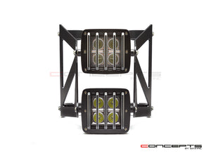 MAX VENT GRILL DUAL STACKED LED HEADLIGHT - Universal Fit for Cafe Racers, Harley Davidson, and Custom Motorcycles
