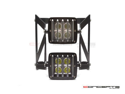 MAX VENT GRILL DUAL STACKED LED HEADLIGHT - Universal Fit for Cafe Racers, Harley Davidson, and Custom Motorcycles