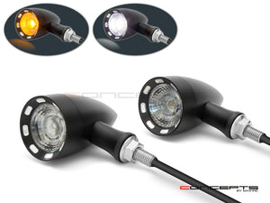 CNC LED Turn Signals DRL - Black Machined Aluminum