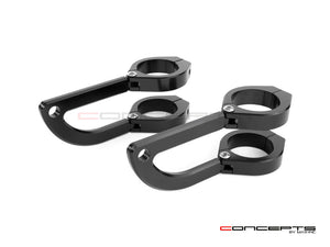 Max Rogue CNC T6061 Headlight Brackets Adjustable 2 Piece Fork Clamps for Cafe Racers Scramblers Black Anodized 32-59mm