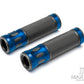Oval Cut Blue Anodized CNC Machined Aluminum / Rubber Hand Grips - 7/8" (22mm)