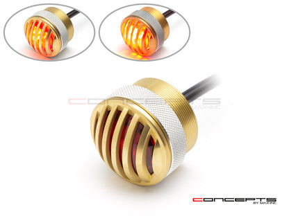 1.65" Mini Prison Grill LED Stop/Tail Light - CNC Machined Solid Brass, 12V, Waterproof for Multiple Vehicles