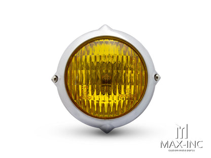 5.5" Polished Alloy Vintage Style Headlight - Yellow Lens