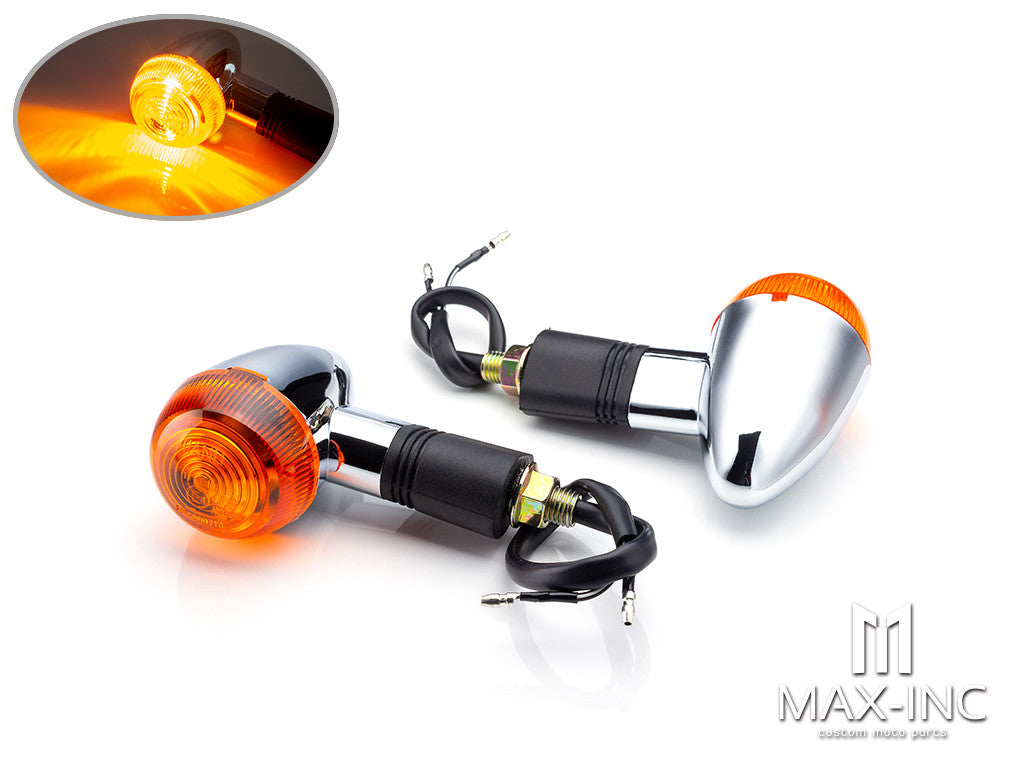 Chrome Universal Classic Bullet Turn Signals / Indicators - Emarked