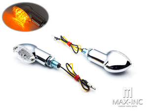 Chrome Mini Cat Eye LED Turn Signals / Indicators - Emarked