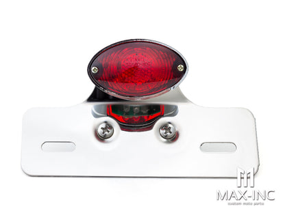 Universal Cat Eye Chrome LED Stop / Tail Light - Red Lens