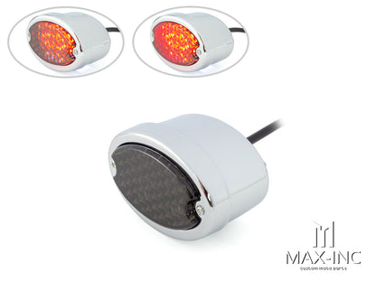 Classic Chrome Metal Oval Smoked Lens LED Stop / Tail Light