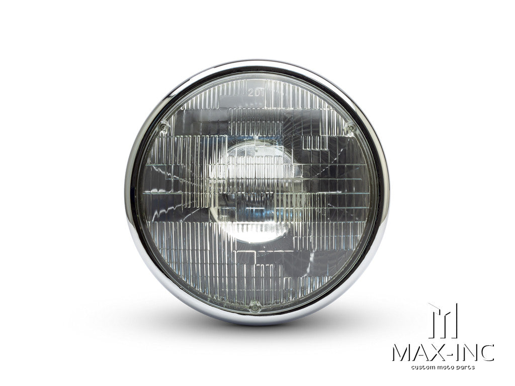 7.7" Chrome Shorty Metal Headlight - 12v / 55w Sealed Beam