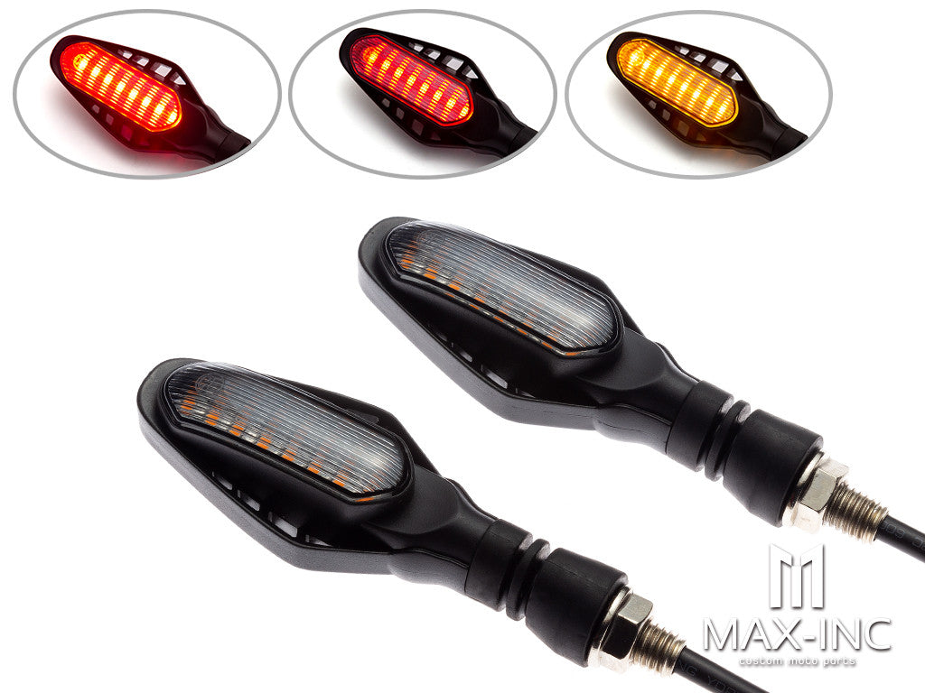 Black Cobra Integrated LED Sequential Turn Signals + Stop / Tail Lights