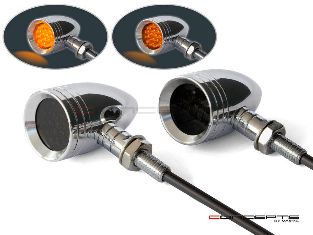 Chrome Alloy Custom LED Turn Signals / Running Lights - Smoked Lense