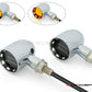 MAX "DERBY" Chrome + Black Contrast CNC Machined Alum Classic Mini LED Indicators / Turn Signals