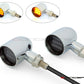 MAX "DERBY" Chrome + Black CNC Machined Alum Classic Mini LED Indicators / Turn Signals
