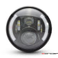 7.7" Gloss Black Metal LED Headlight - 60W 3000LM, DRL+Turn Signals, H4, 6000K