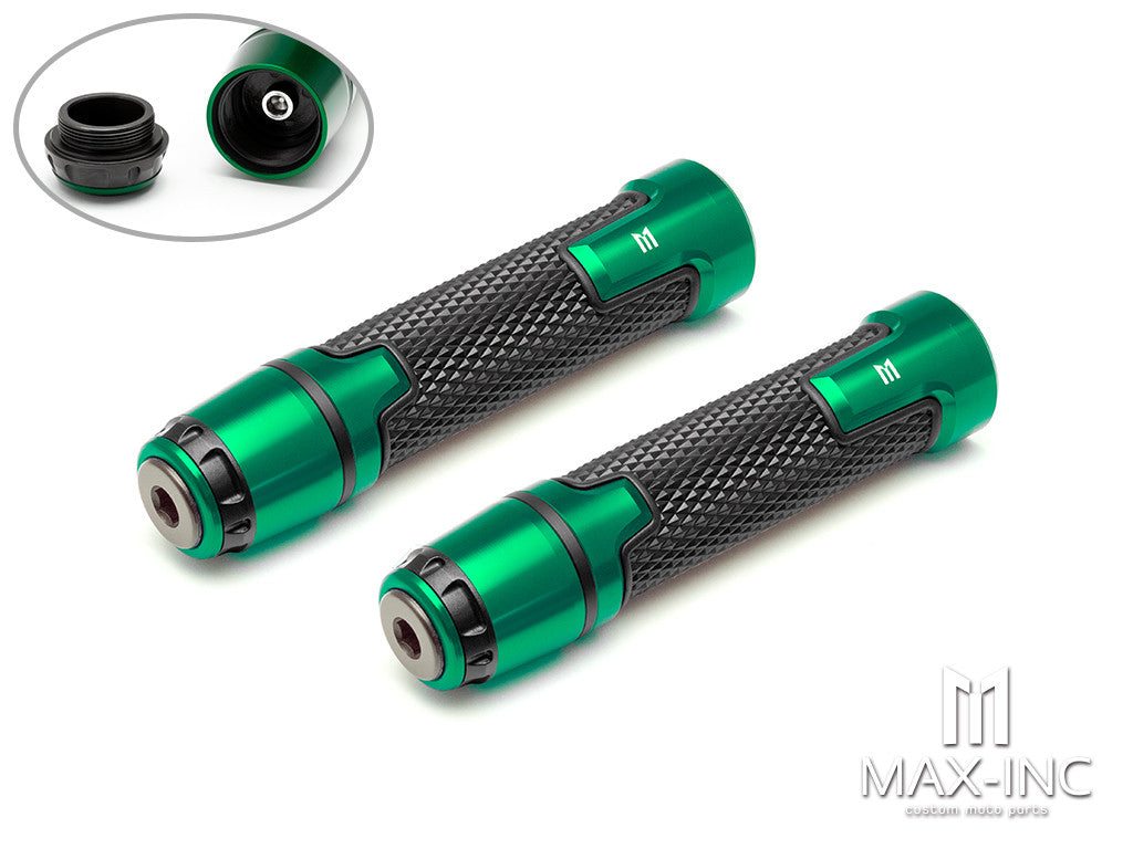 Sportz Green Anodized CNC Machined Aluminum / Rubber Hand Grips + Bar Ends - 7/8" (22mm)